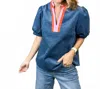 Thml Colorblock Chic Blouse In Blue In Blue