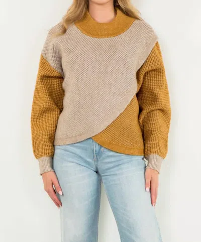Thml Colorblock Knit Sweater In Tan In Multi