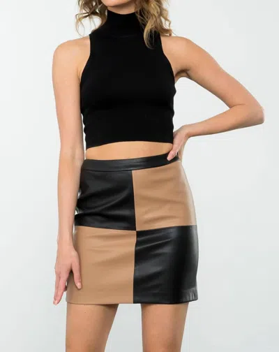 Thml Colorblock Leather Skirt In Black/tan