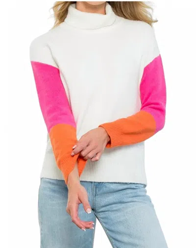 Thml Colorblock Turtleneck Top In Ivory In Multi