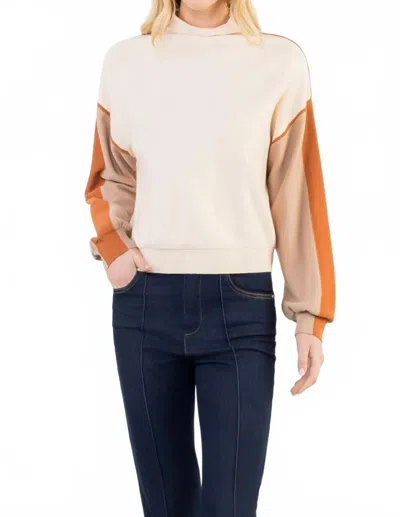 Thml Colorblocked Mock Neck Sweater In Beige In Sand