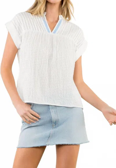 Thml Contrast Trim Dobby Texture Top In White