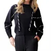 Thml Cora Contrast Stitch Knit Sweater In Black In Black