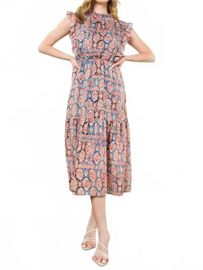 Thml Cottage Dress In Navy Multi In Purple