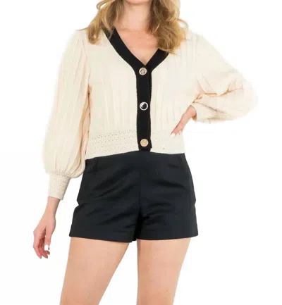 Thml Crochet Detail Cardigan In Cream In White