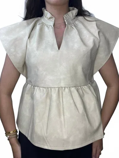 Thml Daisy Leather Top In Sand In White