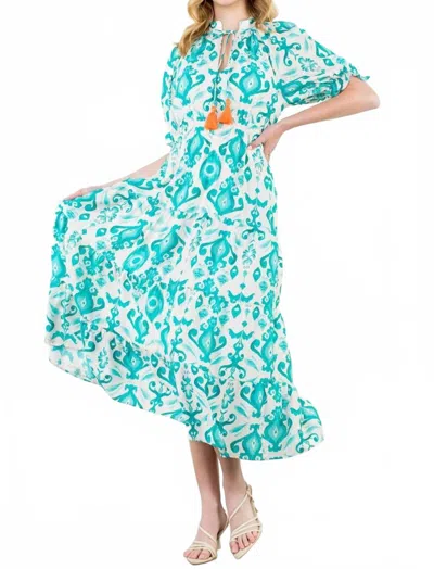 Thml Daphne Paradise Maxi Dress In Aqua/cream In Blue