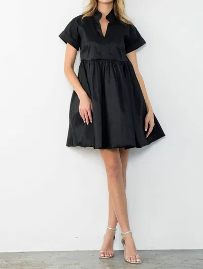 THML DELANEY SHORT SLEEVE IRIDESCENT DRESS IN BLACK
