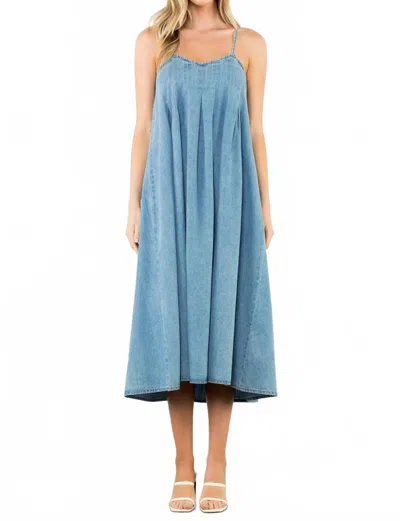Thml Denim Strap Maxi Dress In Light Blue