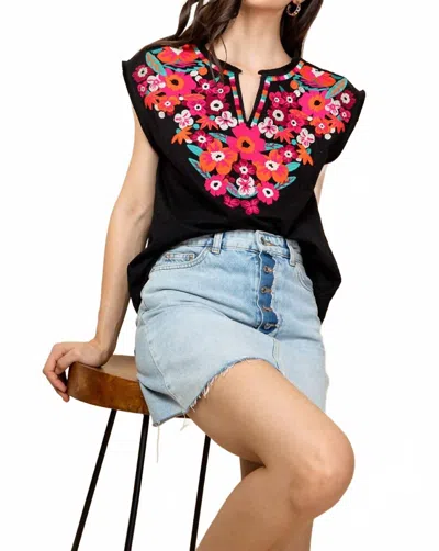Thml Desert Lily Floral Top In Black/red In Multi