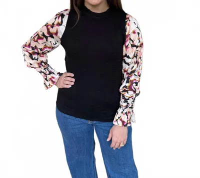 Thml Detailed Long Sleeve Top In Black In Multi
