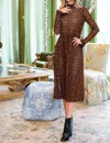 Thml Devore Leopard Print Midi Dress In Brown In Brown