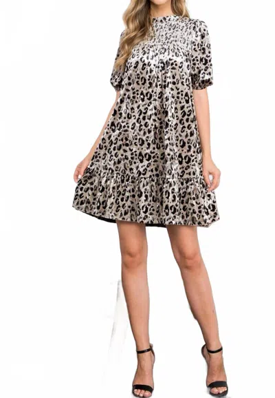 Thml Diana Velvet Dress In Leopard Print In Multi