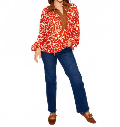 Thml Elegant Bloom Long Sleeve Top In Red