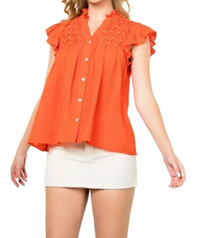 Thml Embroidered Button Down Top In Orange In Purple
