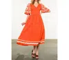 Thml Embroidered Flutter Sleeve Dress In Orange