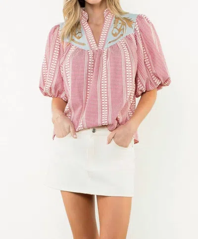 Thml Embroidered Horse Top In Pink