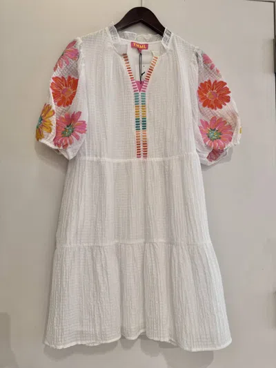 Thml Embroidered Sleeve Dress In White