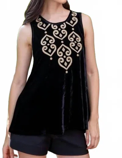 Thml Embroidered Sleeveless Blouse Top In Black Velvet