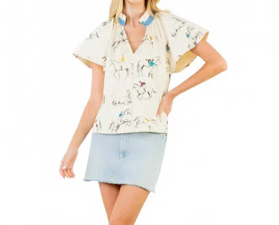 Thml Embroidery Horse Blouse In Cream In White