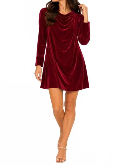 Thml Emily Long Sleeve Cowl Neck Velvet Dress In Red In Brown