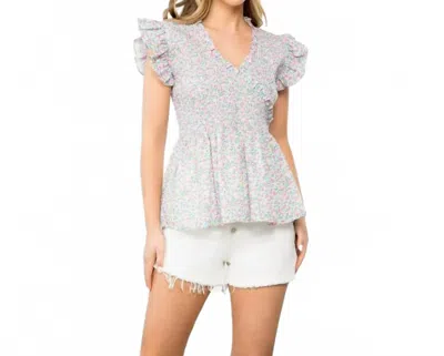 Thml Evie V-neck Top In Multi In Blue