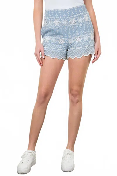 Thml Eyelet Embroidered Shorts In Floral In Purple