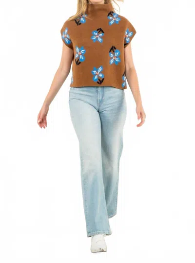 Thml Fall Flowers Knit Top In Brown In Orange