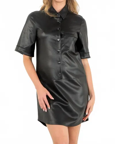 Thml Faux Leather Shirt Dress In Black