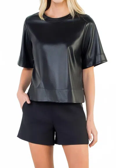 Thml Faux Leather Top In Black