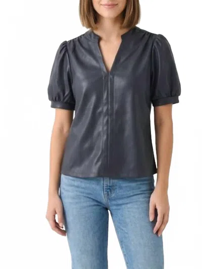 Thml Faux Leather Top In Dark Navy In Blue