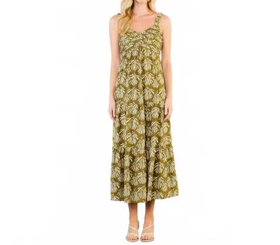 Thml Fern Tiered Maxi Dress In Olive In Green