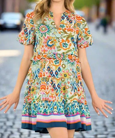 Thml Fiori Puff Sleeve Floral Mini Dress In Blue In Multi