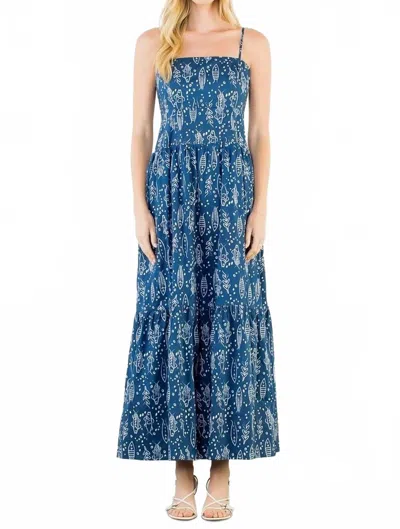 Thml Catch Of The Day Midi Dress In Navy In Blue