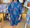 Thml Floral Button Down Dress In Royal Blue