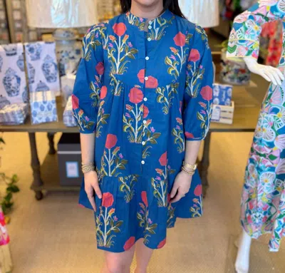 Thml Floral Button Down Dress In Royal Blue