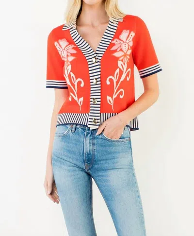 Thml Floral Button Front Cardigan In Red