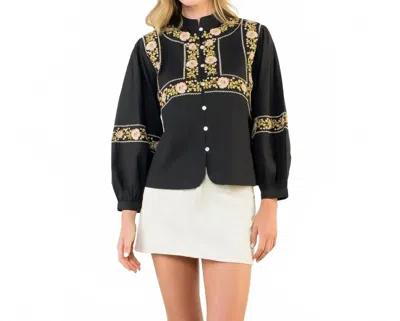 Thml Floral Embroidery Detail Top In Black