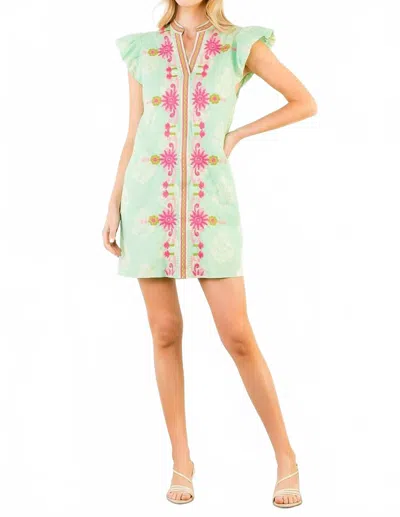 Thml Floral Embroidery Dress In Mint In Multi