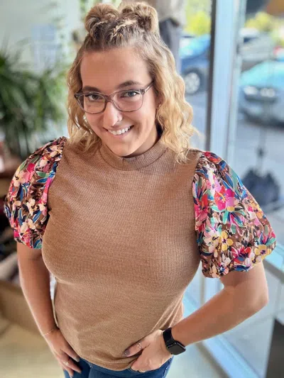 Thml Floral Fusion Knit Top In Brown