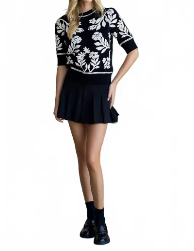 Thml Floral Knit Sweater In Black In Multi