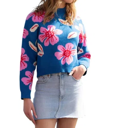 Thml Floral Knit Sweater In Blue