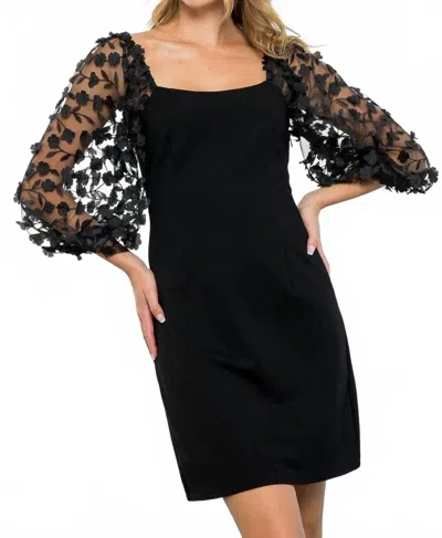 Thml Floral Lace Sleeve Dress In Black