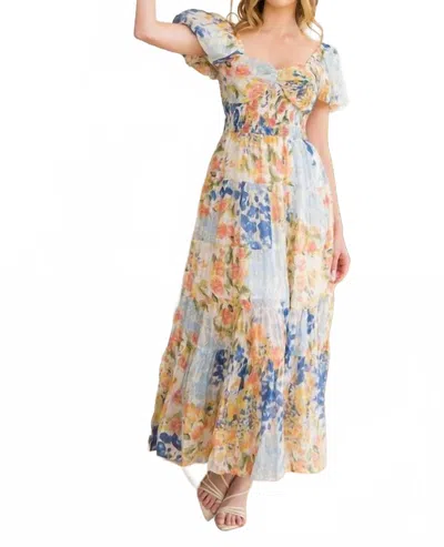 Thml Floral Maxi Dress In Blue Yellow In Multi