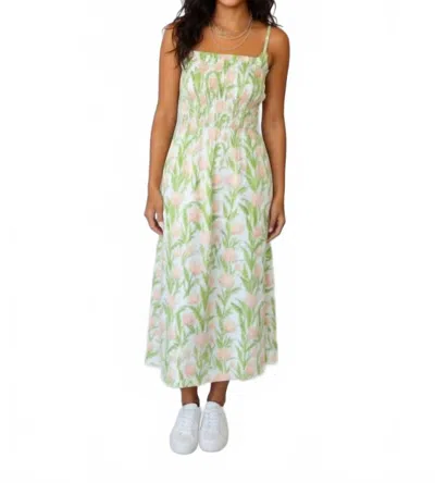 Thml Floral Midi Dress In Cream/green