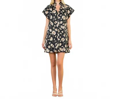 Thml Floral Mini Dress In Black/brown