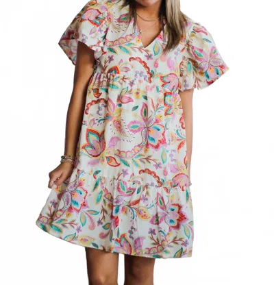 Thml Floral Mini Dress In Cream In Multi