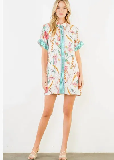 Thml Floral Print Collared Dress In Cream In Multi