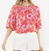 Thml Floral Print Flowy Top In Pink In Multi