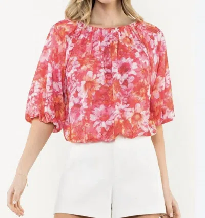 Thml Floral Print Flowy Top In Pink In Multi